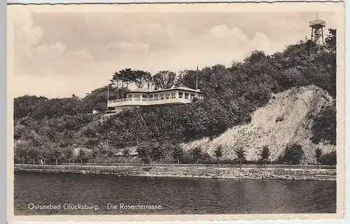 (33419) Foto AK Ostseebad Glücksburg, Rosenterasse, Bahnpost 1938