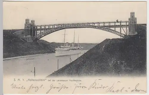 (30939) AK Levensauer Hochbrücke mit S.M.Y. "Hohenzollern", 1905