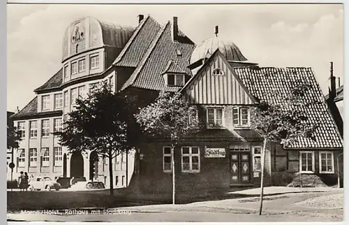 (21448) Foto AK Marne, Holst., Rathaus, Stadtkrog, nach 1945