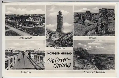 (16821) AK Nordseebad St. Peter-Ording, Mehrbildkarte, gel. 1956