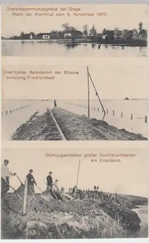 (15374) AK Drage, Nordfriesland, Überschwemmung 1911