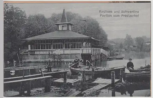 (114449) AK Kirchsee, Schwentine, Pavillon vom Preetzerhof, Boote, vor 1945