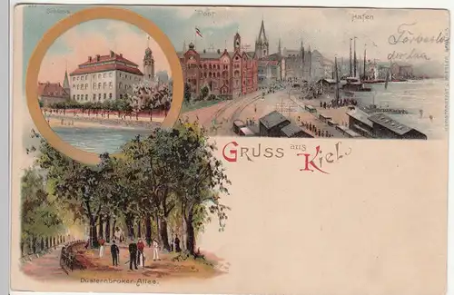 (114241) AK Gruss aus Kiel, Mehrbild-Litho vor 1905
