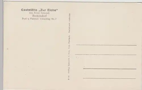 (113207) AK Brekendorf, Gaststätte zur Eiche, vor 1945