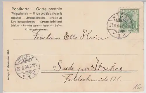 (112981) AK Kiel, Handelshafen u. Post 1904