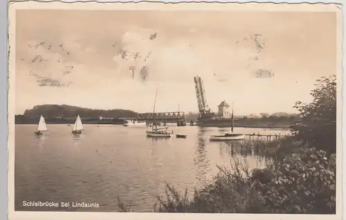 (112129) Foto AK Schleibrücke bei Lindaunis, Boren, Angeln 1938