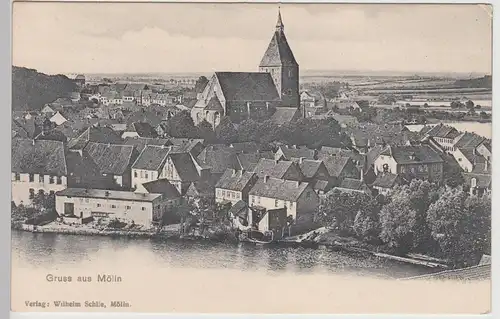 (112126) AK Gruß aus Mölln, Lauenburg, Ortsansicht, Kirche, bis um 1905