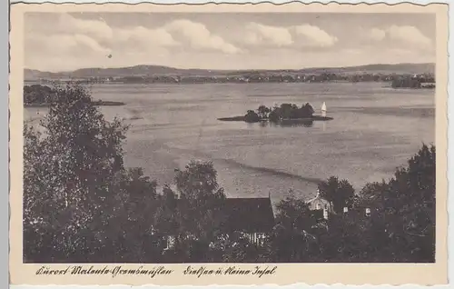 (110221) AK Malente-Gremsmühlen, Dieksee mit kleiner Insel 1930/40er