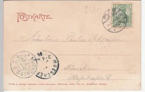 (109655) AK Mondnacht am Ugleisee, Ukleisee, Sielbeck, Eutin 1904