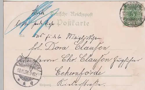 (108420) AK Gruß aus Kappeln an der Schlei, Post, Strandhotel, Schleimünde 1898