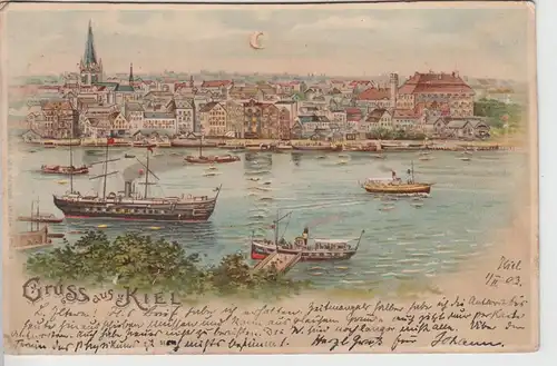 (104855) AK Gruss aus Kiel, Panorama, Halt gegen das Licht Karte 1903