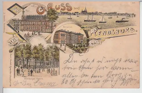 (104662) AK Gruss aus Rendsburg, Mehrbild Litho 1898