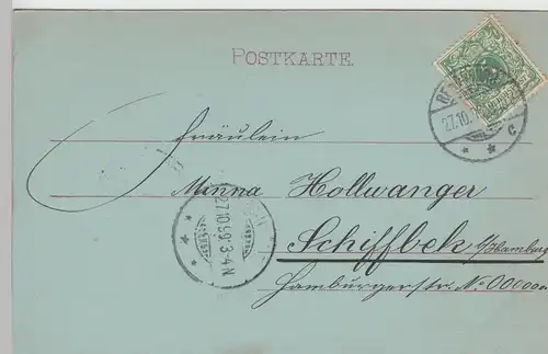 (104661) AK Gruss aus Rendsburg, Jungfernstiegbassin, Mondscheinkarte 1899