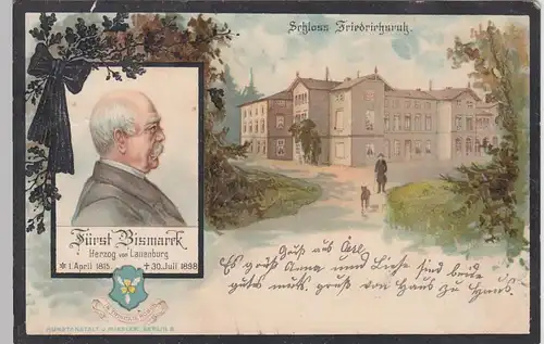 (104660) AK Aumühle, Schloss Friedrichsruh, Porträt Bismarck, Litho 1901