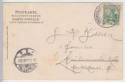 (104622) AK Lasbek, Gruss aus Lasbeker Mühle, Rotenteich, 1904