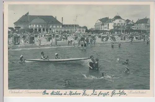 (104170) AK Ostseebad Travemünde, Badestrand, 1936