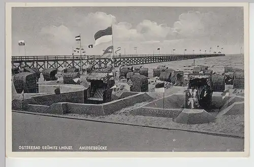 (104161) AK Ostseebad Grömitz, Anlegebrücke, 1930er