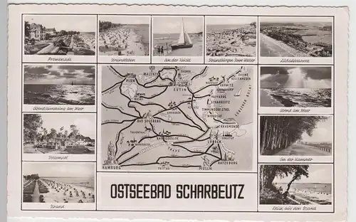 (100029) Foto AK Ostseebad Scharbeutz, Mehrbildkarte 1957
