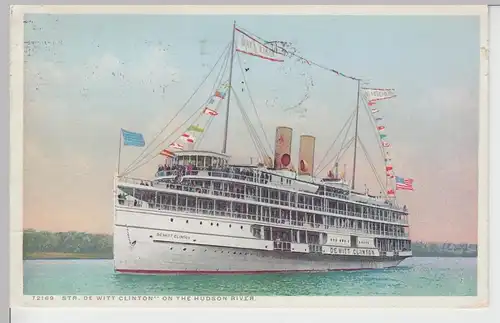 (90687) AK Dampfer Dewitt Clinton on Hudson river, 1930