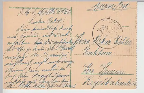 (84397) AK Überkommen der Hecksee bei hoher Fahrt, Marinepost 1916