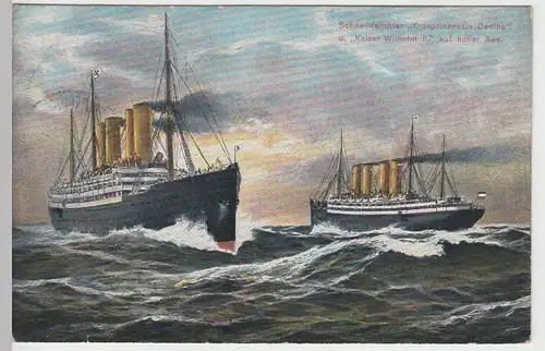 (84329) Künstler AK Schnelldampfer Kronprinzessin Cecilie 1910