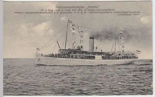 (34717) AK Salonschnelldampfer "Hertha", Stettiner Dampfschiffges. 1924