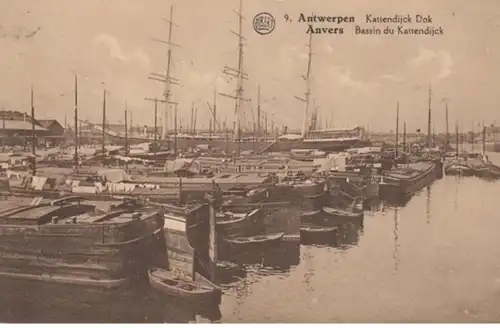 (1676) AK Schiffe, Segelschiff, Schlepper, Antwerpen, Kattendijkdok 1926