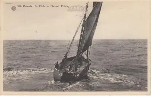 (1657) AK Schiffe, Fischerboot in Ostende 1920er