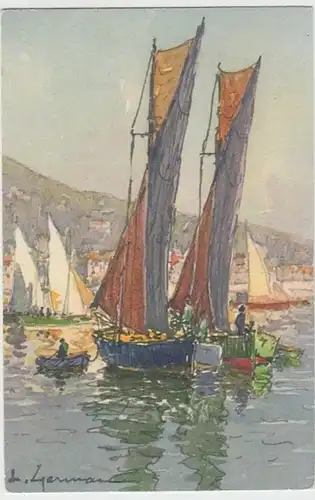 (15742) Künstler AK L. Lemann, Segelboote, vor 1945