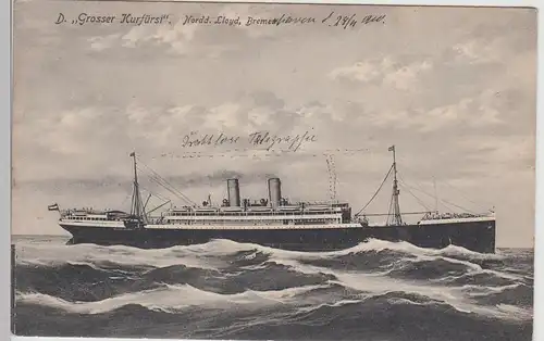 (112450) AK Dampfer Großer Kurfürst, Norddeutscher Lloyd Bremen 1910