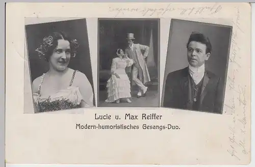 (109893) AK Lucie und Max Reiffer, modern humoristisches Gesangsduo 1911
