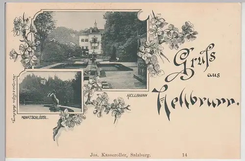 (115278) AK Gruss aus Hellbrunn, Schloss, Monatsschlössl um 1900