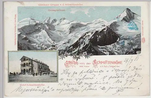 (114634) AK Gruss von der Schmittenhöhe, Großglockner, Hotel 1901