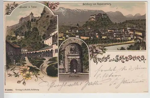 (111878) Künstler AK Gruß aus Salzburg, Friedhof St. Peter, Neutor 1902