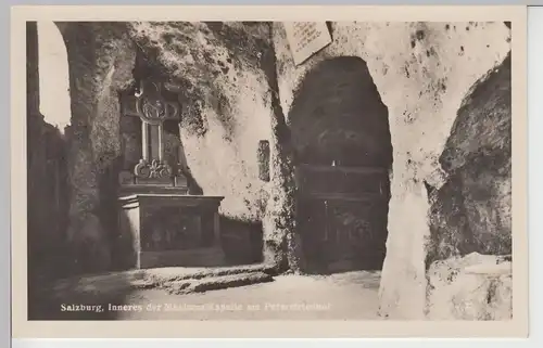 (107573) Foto AK Salzburg, Inneres der Maximus-Kapelle am Petersfriedhof, 1942