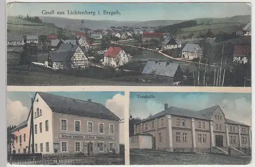 (99842) AK Lichtenberg, Erzgeb., Turnhalle, Restaurant Gimmlitztal 1935