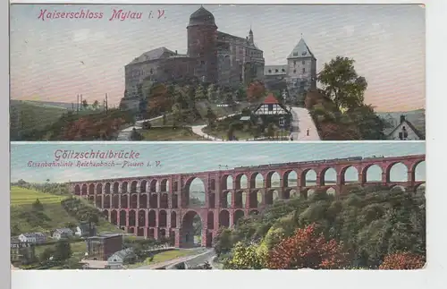 (99812) AK Kaiserschloss Mylau, Göltzschtalbrücke 1926