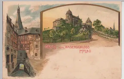 (99811) Künstler AK Erw. Spindler, Gruß vom Kaiserschloss Mylau 1907