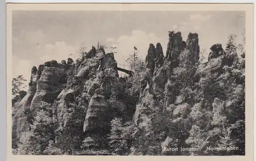 (99803) Foto AK Jonsdorf, Nonnenfelsen, Zittauer Gebirge 1955