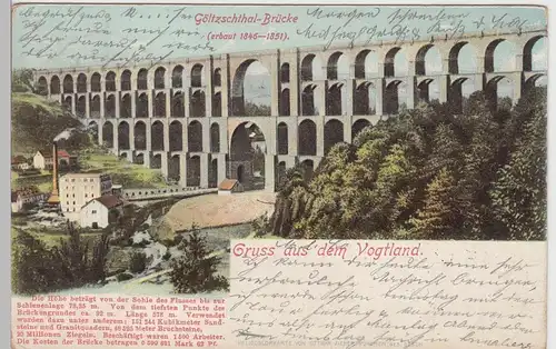 (99777) AK Gruß aus dem Vogtland, Göltzschtalbrücke 1902