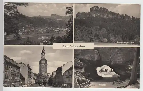 (99765) Foto AK Bad Schandau, Markt, Sächs. Schweiz, Mehrbild 1956