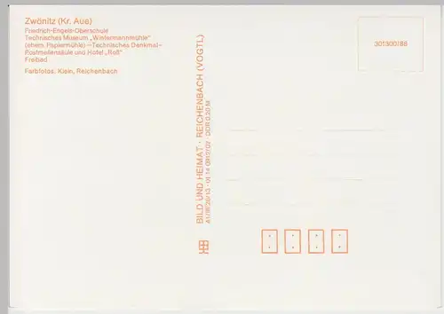 (99345) AK Zwönitz, Mehrbildkarte, 1988