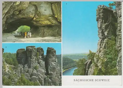 (99235) AK Sächsische Schweiz, Mehrbildkarte Kuhstall, Kleine Gans, 1976