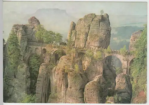 (99234) AK Sächsische Schweiz, Basteibrücke mit Lilienstein 1969