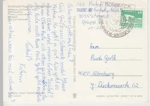 (99144) AK Schöneck, Mehrbildkarte, 1982