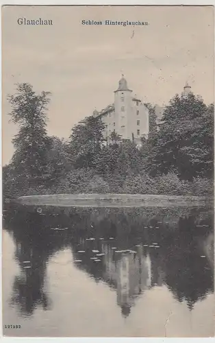 (98658) AK Glauchau, Sachsen, Schloss Hinterglauchau, Teich 1909