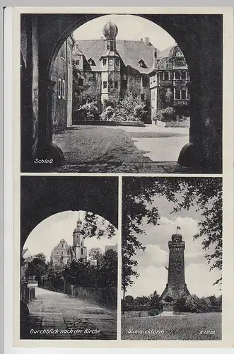 (98653) AK Glauchau, Sachsen, Schloss, Blick zu St. Georgen 1938