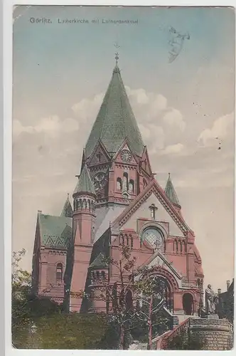 (98639) AK Görlitz, Lutherkirche, Lutherdenkmal, Feldpost 1915