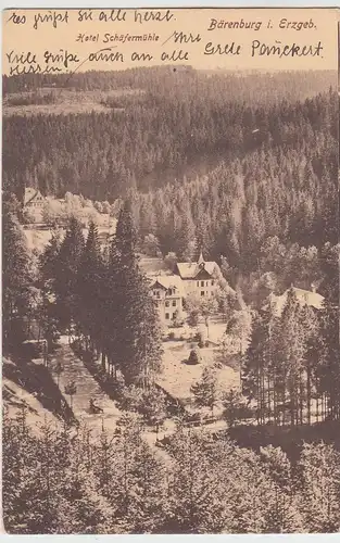 (98590) AK Bärenburg i. Erzgeb., Hotel Schäfermühle, vor 1945