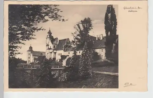 (97790) Foto AK Schloss Glauchau, Sa., Hinterglauchau, Brücke 1934